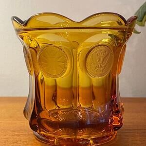 Vintage Fostoria Coin Glass Sugar / Candy Bowl amber - lid missing